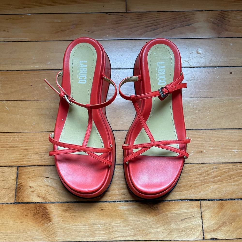 Labucq Red Strappy Sandals